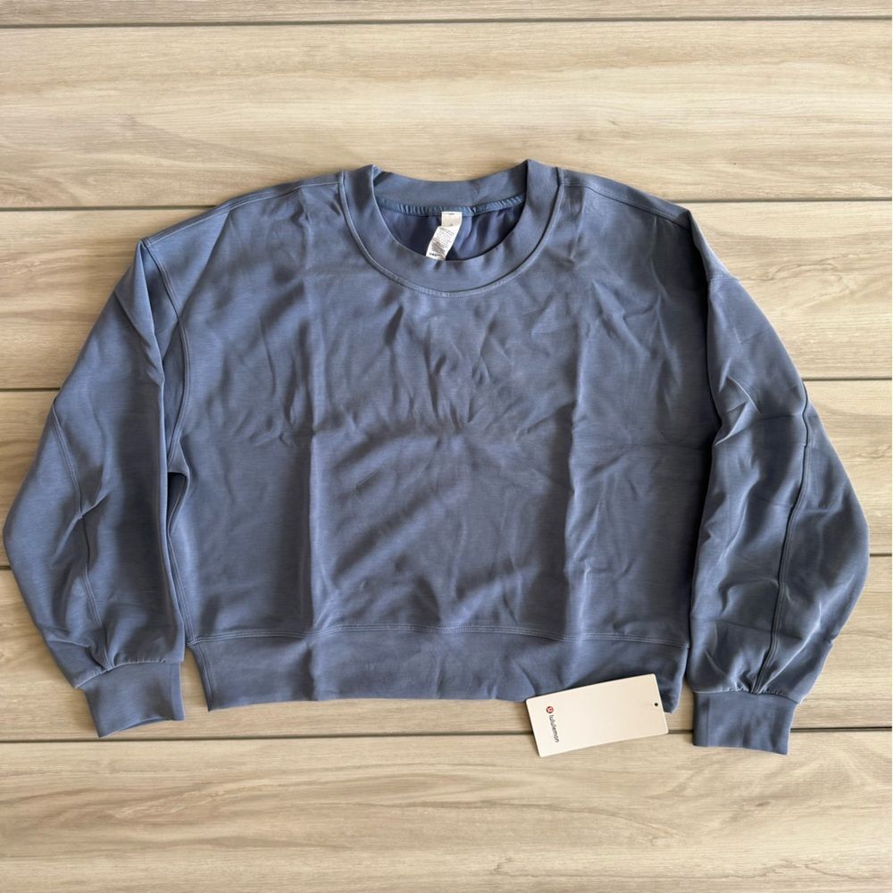 Lululemon Softstreme Perfectly Oversized Cropped Crew BLUE 6 NWT IN PACKAGE - Picture 4 of 7